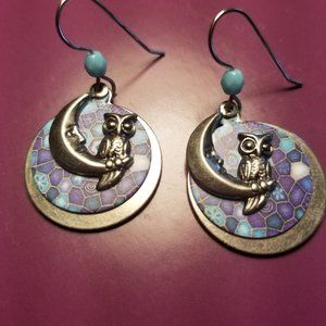 Owl on the Moon Earrings